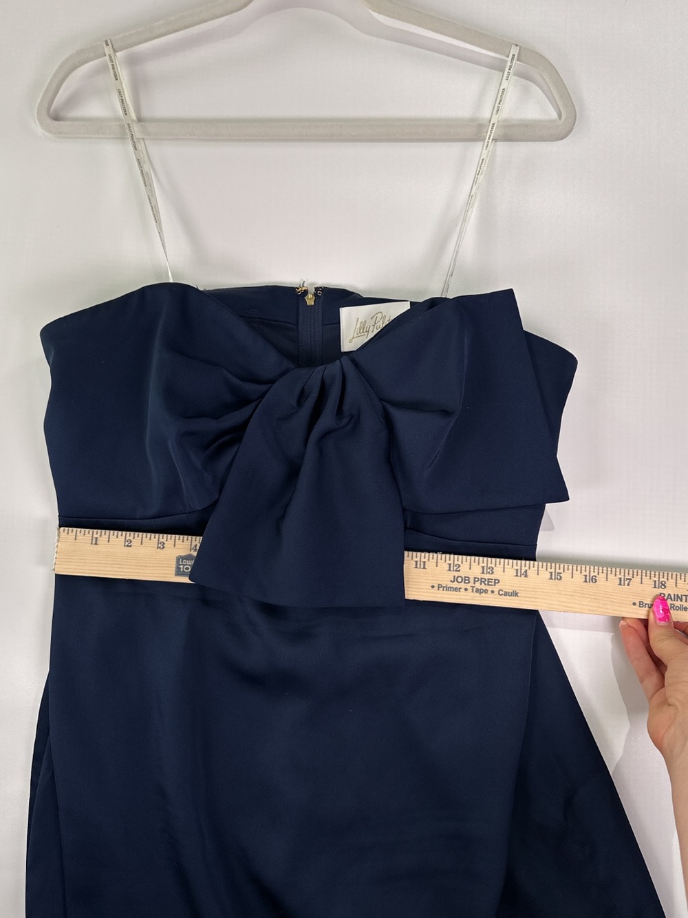 Lilly Pulitzer Carlynn Strapless Bow Side Slit Polyester Maxi Dress Navy Blue 12 - Picture 12 of 15
